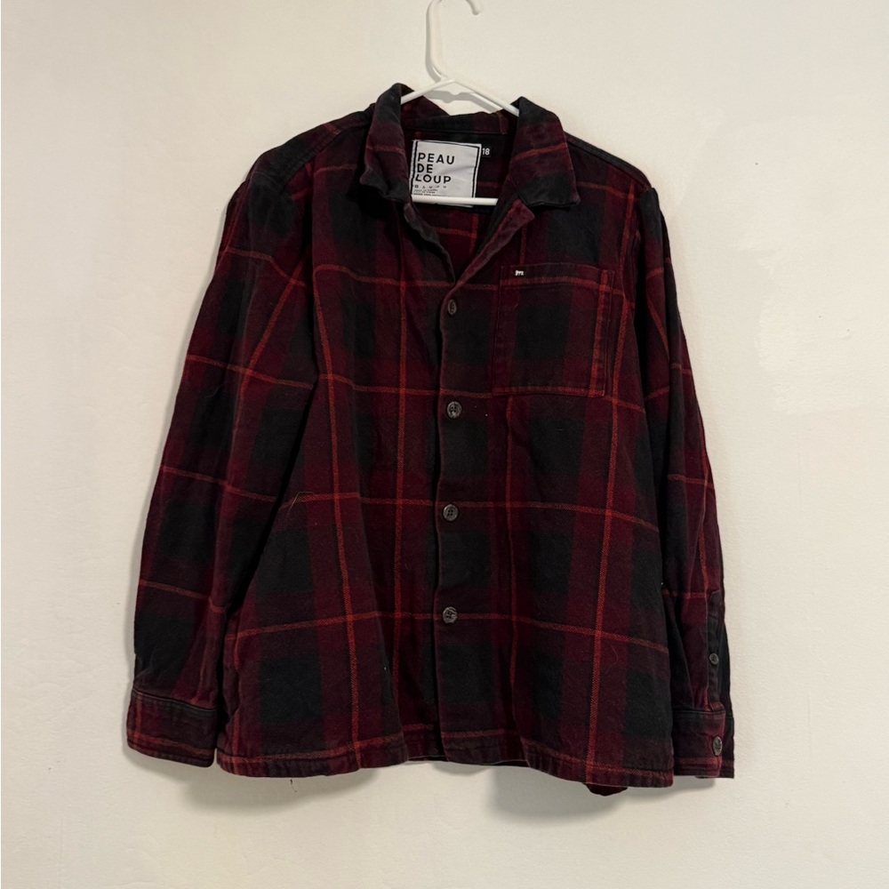 Peau De Loup Black and Red Plaid Utility Jacket